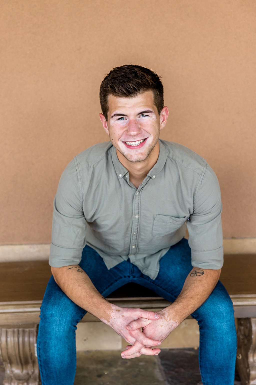 Man in Sage Green Dress Shirt